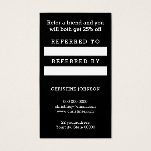 verwijzingskaart voor haarstylisschaartjes visitekaartje (Achterkant)