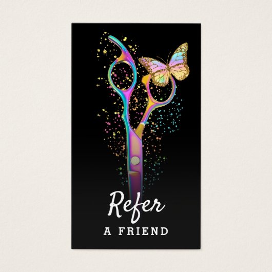 verwijzingskaart voor haarstylisschaartjes visitekaartje (Voorkant)