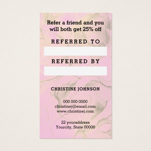 verwijzingskaart voor haarstylist gouden schaar visitekaartje (Achterkant)