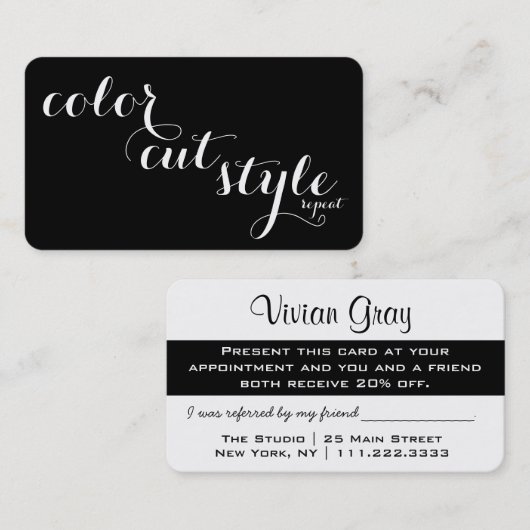 Verwijzingskaart voor vetzout - knipkleurstijl her aanbevelingskaartje (Voorkant / Achterkant)