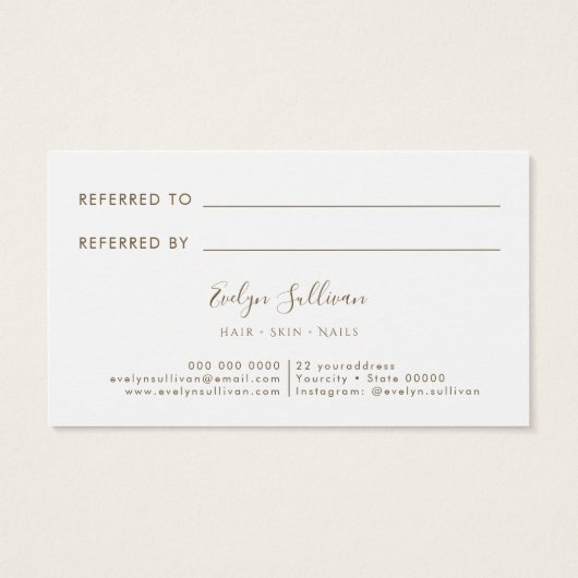 verwijzingskaart voor vloeibare glitter visitekaartje (Achterkant)