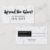 Verwijzingskaartglazuur moderne zwarte typografisc aanbevelingskaartje (Voorkant / Achterkant)