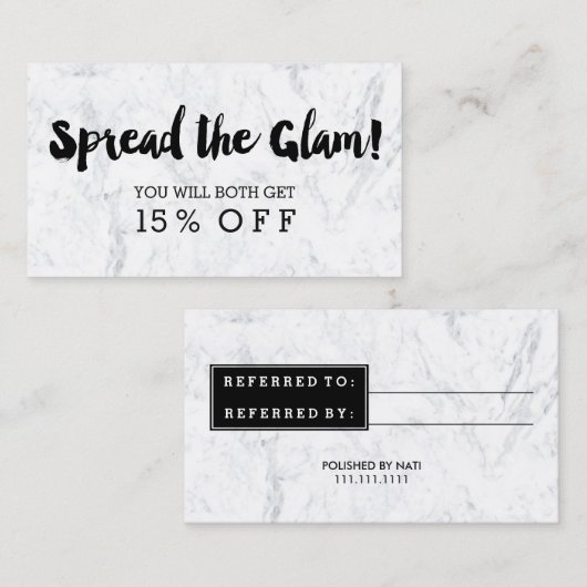 Verwijzingskaartglazuur moderne zwarte typografisc aanbevelingskaartje (Voorkant / Achterkant)