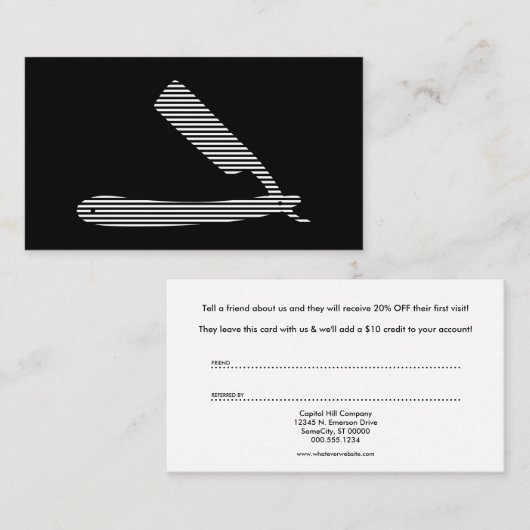 verwijzingsprogramma razor strepen aanbevelingskaartje (Voorkant / Achterkant)