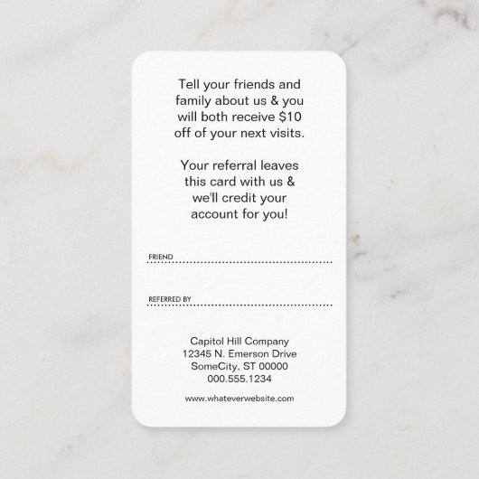 verwijzingsprogramma voor de schedel van barbersho aanbevelingskaartje (Achterkant)