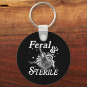 Verwilderd en steriel, grappig wasbeer meme sleutelhanger (Voorkant)