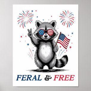 Verwilderd En Vrij Grappige Wasbeer Amerika Verwil Poster