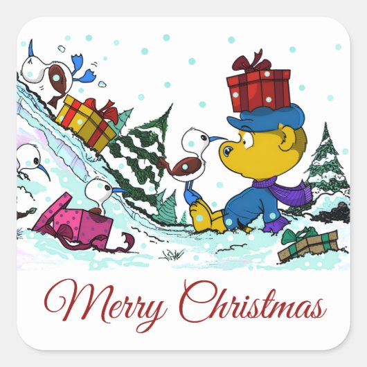Verwilderd Kerstmis Vierkante Sticker (Voorkant)