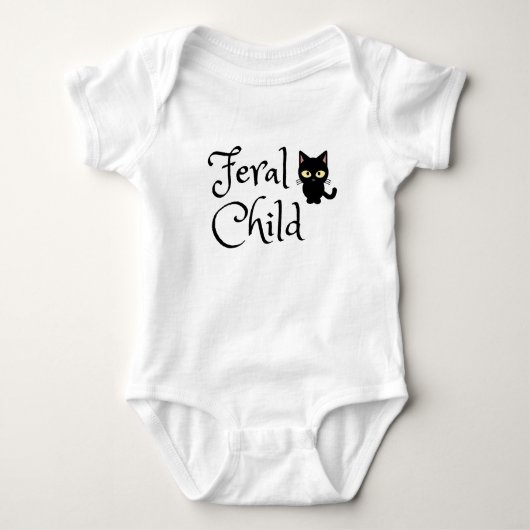 Verwilderd kind met Black Cat Design Romper (Voorkant)