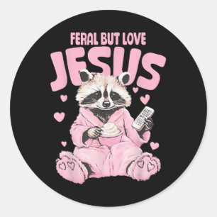 Verwilderd maar houdt van Jezus Christelijke Valen Ronde Sticker