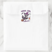 Verwilderd Meisje Halloween Spooky Raccoon Witch G Vierkante Sticker (Tas)