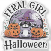 Verwilderd meisje Halloween Sticker (Voorkant)