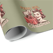 Verwilderd Meisje Kerst Opossum Xmas Trashy Retro Cadeaupapier (Rol Hoek)