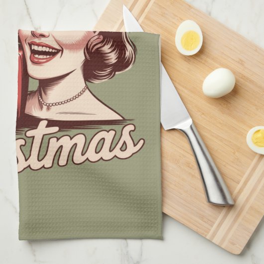 Verwilderd Meisje Kerst Opossum Xmas Trashy Retro Theedoek (Quarter Fold)