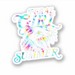 Verwilderd meisje zomer grappig possum tie dye sticker