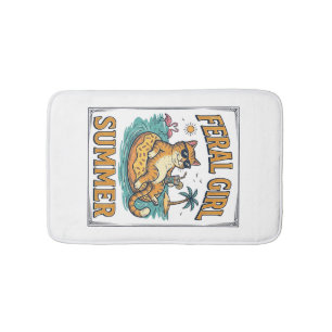 Verwilderd Meisje Zomer Kat Drijft Vintage T-shirt Badmat
