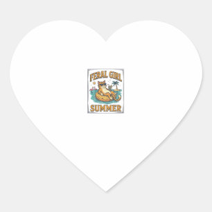 Verwilderd Meisje Zomer Kat Drijft Vintage T-Shirt Hart Sticker
