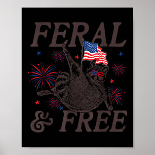 Verwilderd & Vrij Grappig Patriotische Wasbeer Ver Poster