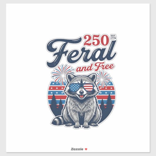 Verwilderde 250 en gratis wasbeer patriottisch vec sticker (Vel)
