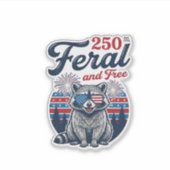 Verwilderde 250 en gratis wasbeer patriottisch vec sticker (Voorkant)