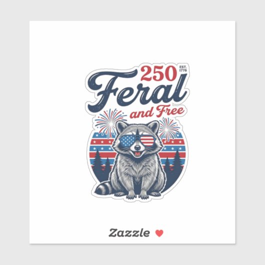 Verwilderde 250 en gratis wasbeer patriottisch vec sticker (Vel)