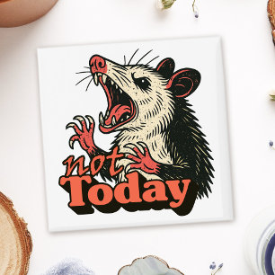 Verwilderde Boze Opossum Niet Vandaag Typografie Magneet