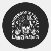 Verwilderde echtgenoot Vaderdag Ronde Sticker (Voorkant)