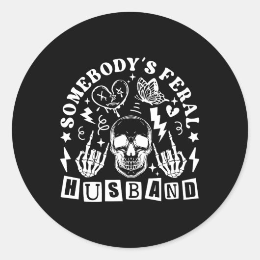 Verwilderde echtgenoot Vaderdag Ronde Sticker (Voorkant)