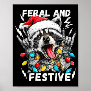 Verwilderde en feestelijke grappige kerstrocker wa poster