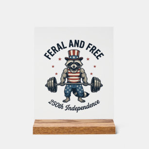 Verwilderde en Vrije Patriottische Wasbeer Gewicht Acryl Bord