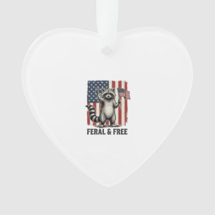 Verwilderde en Vrije Patriottische Wasbeer Vintage Ornament
