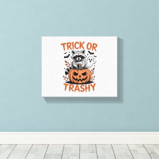 Verwilderde Halloween truc of Trashy Canvas Afdruk (Insitu (Houten vloer))