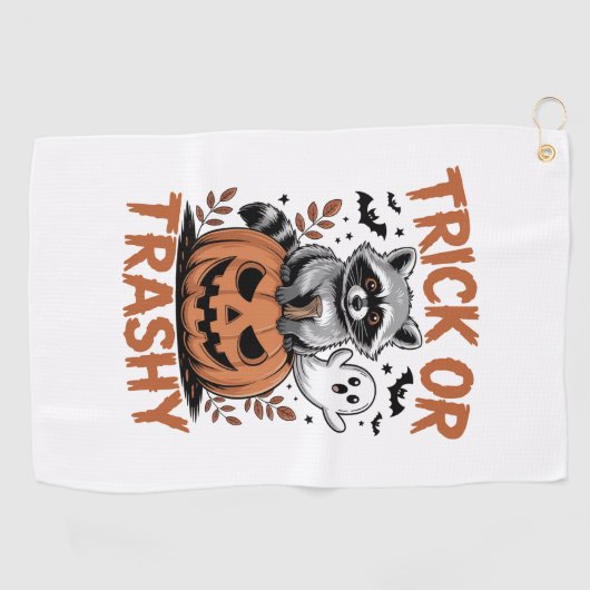 Verwilderde Halloween truc of Trashy Golfhanddoek (Horizontaal)