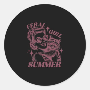 Verwilderde Meisje Zomer Afval Panda Lief Wasbeer  Ronde Sticker