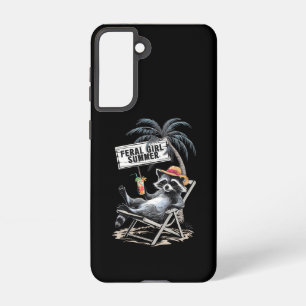 Verwilderde Meisje Zomer Strand Grappige Wasbeer Samsung Galaxy Hoesje