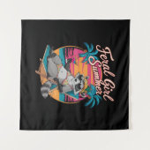 Verwilderde Meisje Zomer Strand Grappige Wasbeer Wandkleed (Voorkant (horizontaal))