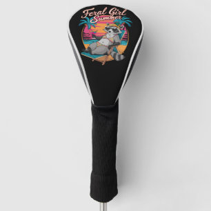 Verwilderde Meisje Zomerstrand Grappige Wasbeer Golfheadcover