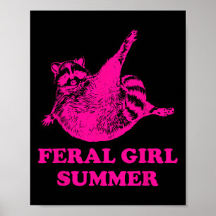 Verwilderde Meisjes Zomer Wasbeer Liefhebbers Tras Poster