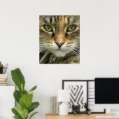 Verwilderde tabbykat met groene ogen portretprint poster (Thuiskantoor)