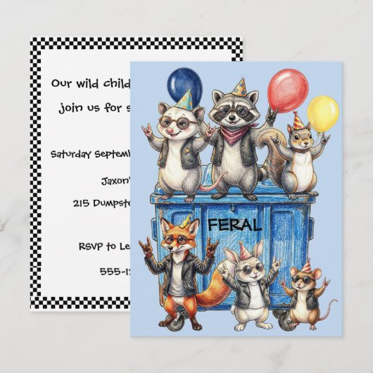 Verwilderde Verjaardag Digitale Download Kaart (Voorkant / Achterkant)
