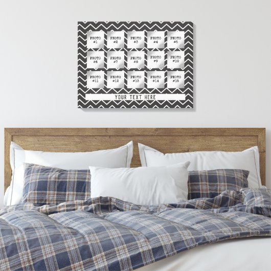 Verwisselbaar grijs & wit Chevron, 15 Fotocollage Canvas Afdruk (Insitu (Slaapkamer))