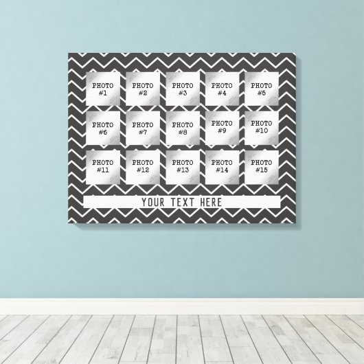 Verwisselbaar grijs & wit Chevron, 15 Fotocollage Canvas Afdruk (Insitu (Houten vloer))