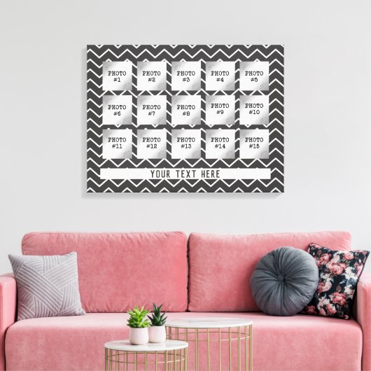 Verwisselbaar grijs & wit Chevron, 15 Fotocollage Canvas Afdruk (Insitu (Woonkamer))