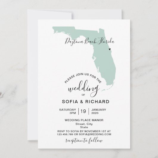Verwisselbaar hart voor bruiloft Destination Flori Kaart (Voorkant)