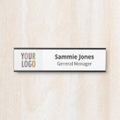 Verwisselbare Deurnaam Bord met Logo Zwart Deurbordje (Voorkant)