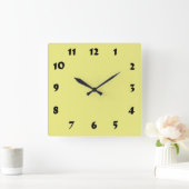 Verwisselbare genummerde pasteelgeel vierkante klok (Huis)