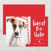 Verwoest de halls bewerkbare kleur huisdier kerstk feestdagenkaart (Voorkant / Achterkant)