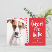 Verwoest de halls bewerkbare kleur huisdier kerstk feestdagenkaart (Staand voorkant)