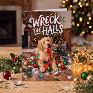 Verwoest de Halls Goud Retriever Kerstmis Feestdagen Kaart
