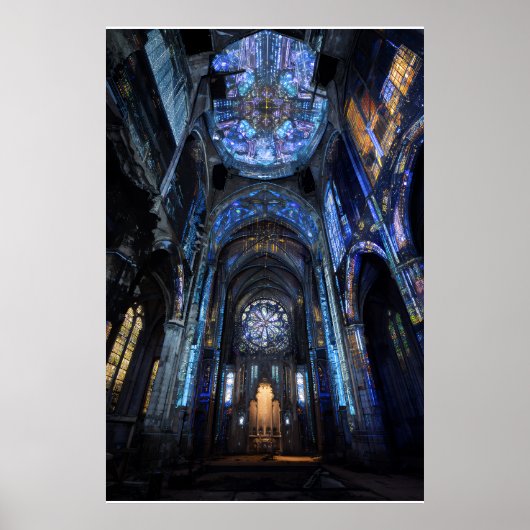 Verwoeste kathedraal gebrandschilderde glasproject poster (Voorkant)